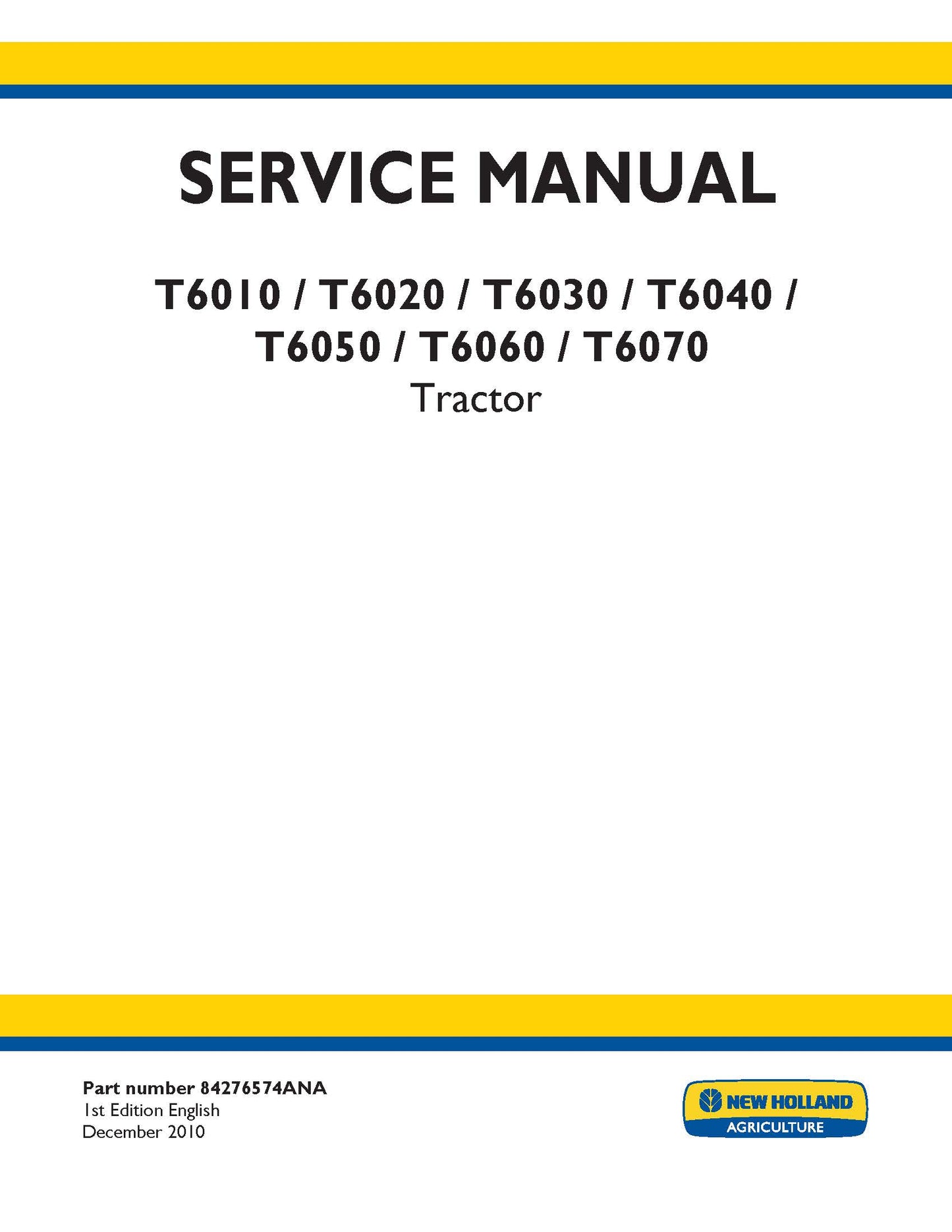 Manuel Service New Holland T6010 T6020 T6030 T6040 T6050 T6060 T6070 – PDF 3051 pages