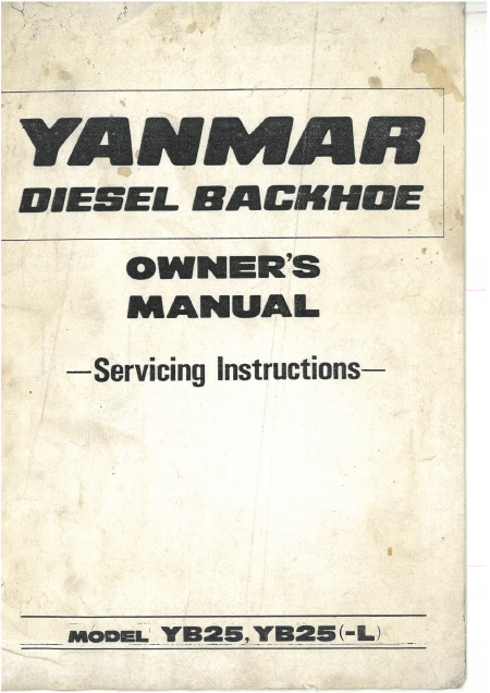 YANMAR YB25 - Owner's manual Nomanuals