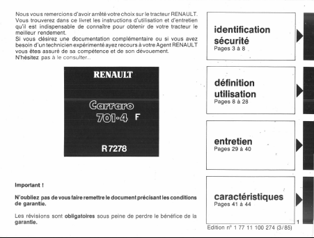 Renault 701-4 Manuel utilisateur