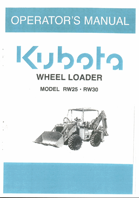 Kubota RW25 RW30 Manuel utilisateur Anglais