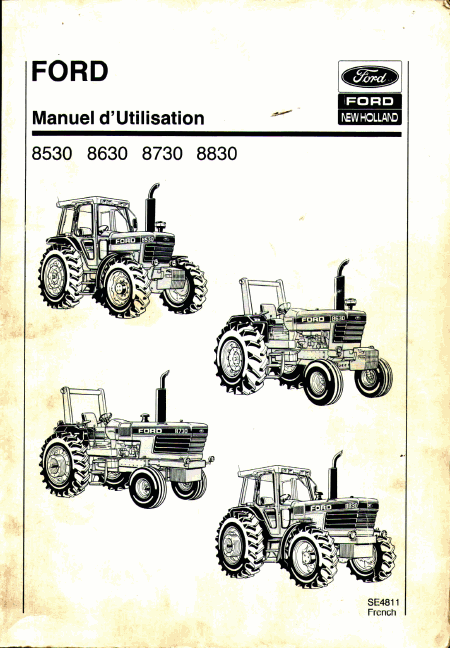 Ford 8530 8630 8730 8830 Manuel utilisateur Français