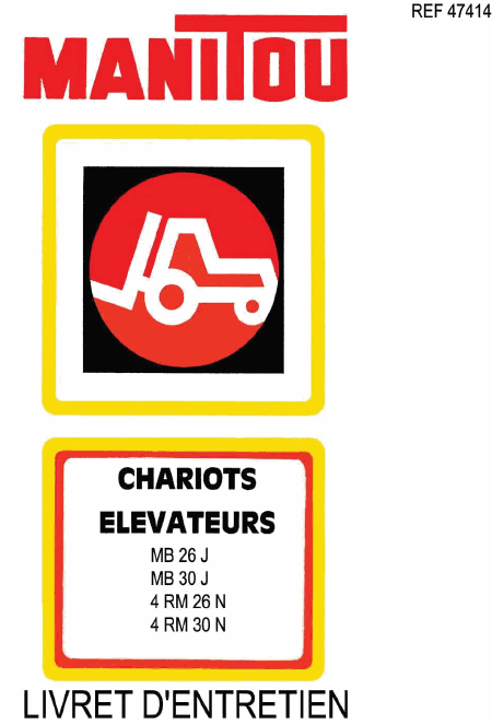 Manitou MB 26 J MB 30J Livret d'entretien