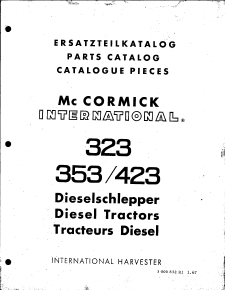 McCormick 323 353 423 Pièces détachées