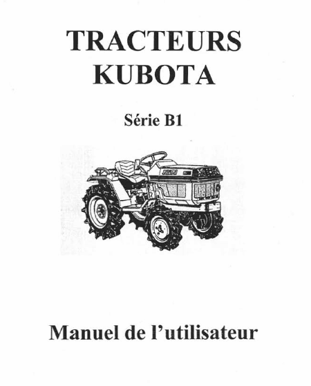 Kubota B1 Series manuel utilisateur