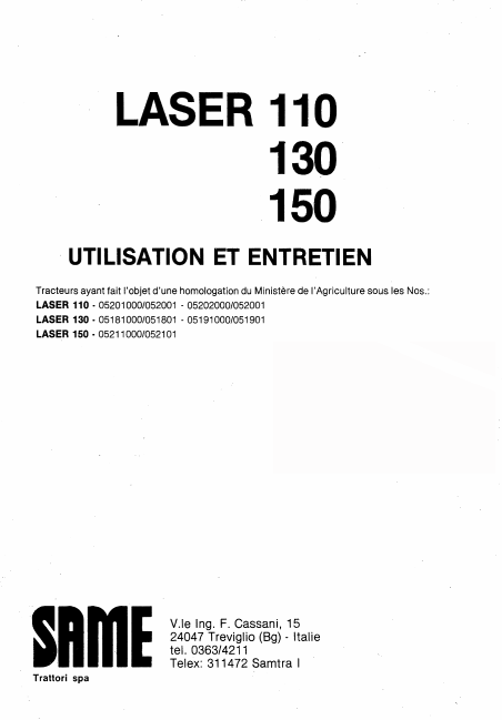 Same Laser 110 130 150 Utilisation et entretien