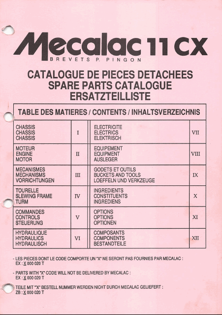Mecalac 11CX Pieces detachees