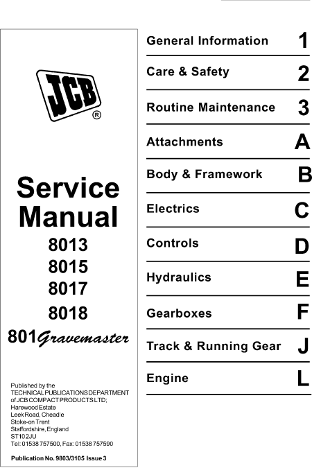 JCB 8013 8015 8017 8018 Manuel de service