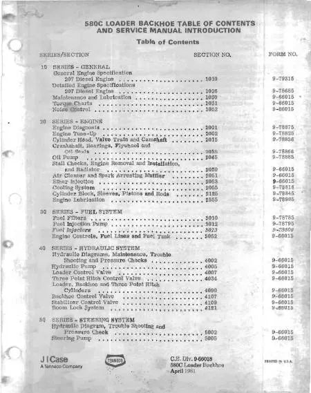 Case 580C Manuel de service