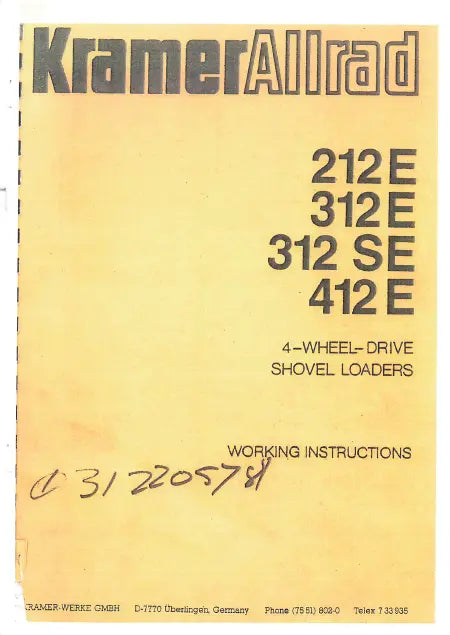 KRAMER ALLRAD 212E 312E 312SE 412E - Working Instructions (Manuel utilisateur) Nomanuals