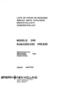 Catalogue des Pièces Détachées NEW HOLLAND 366 NEW HOLLAND