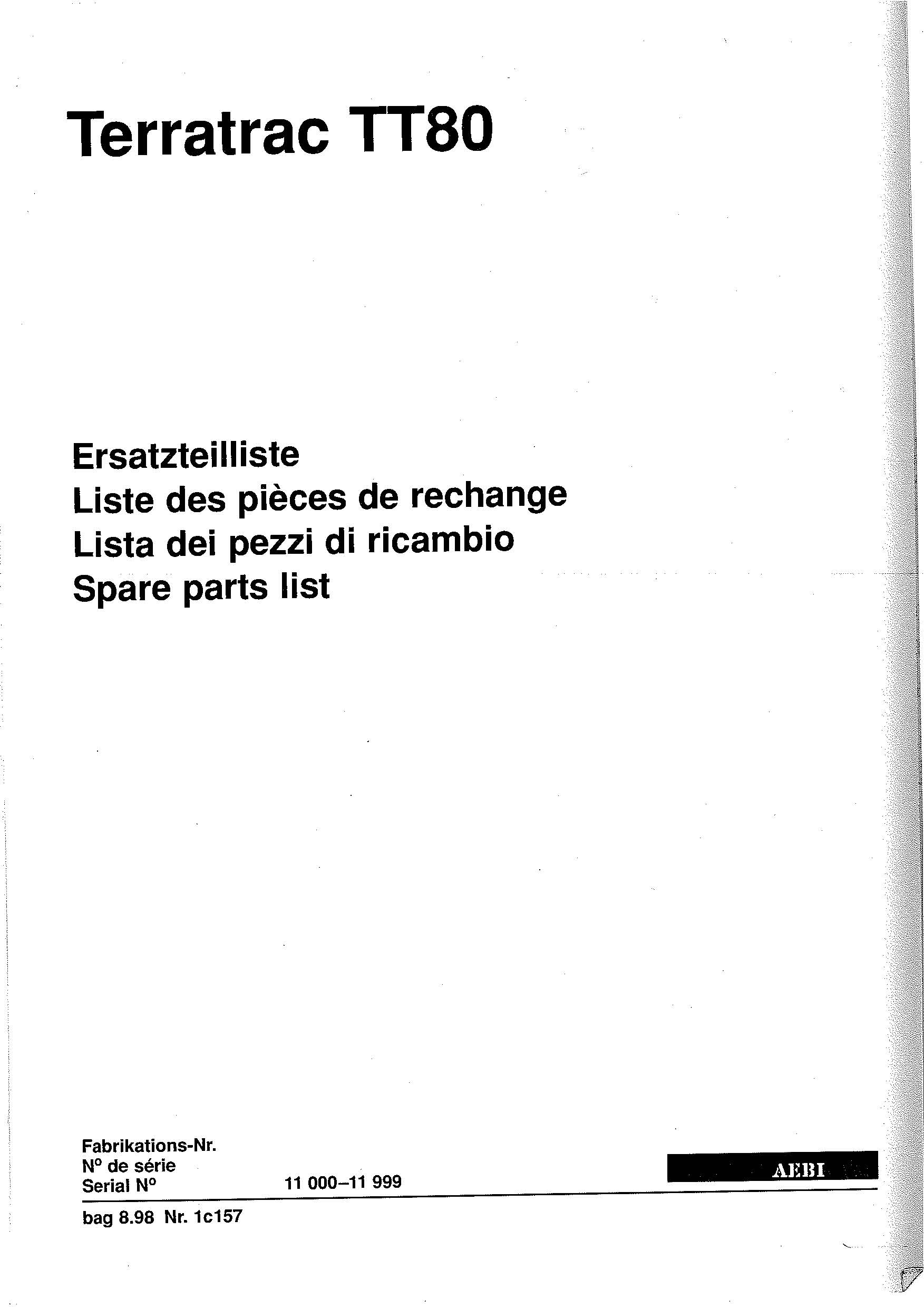 Terratrac TT80 | Pack complet | Mode d'emploi + Catalogue pièces