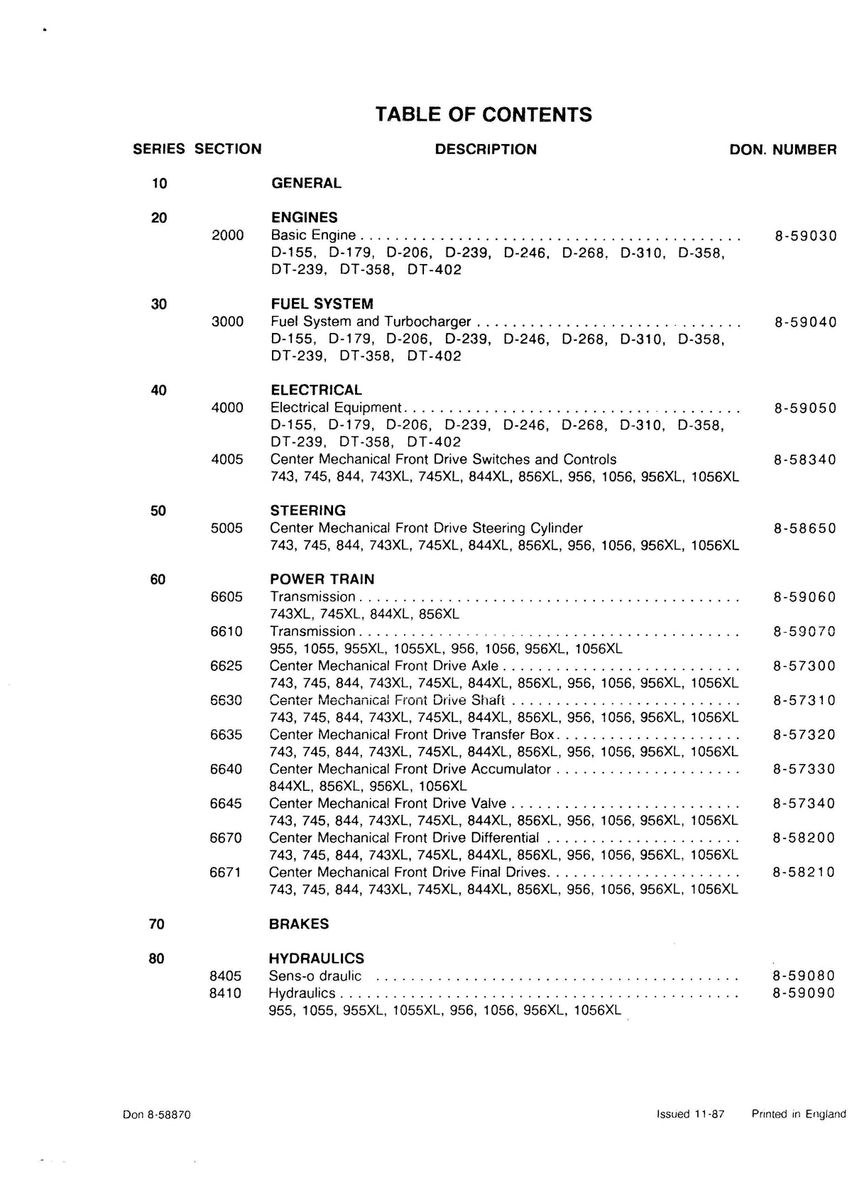 CASE IH 743, 745, 844, 743XL, 745XL, 844XL, 856XL, 955, 1055, 955XL, 1055XL, 956, 1056, 956XL, 1056XL, 1255, 1455, 1255XL, 1455XL | Manuel de service anglais | 1141 pages