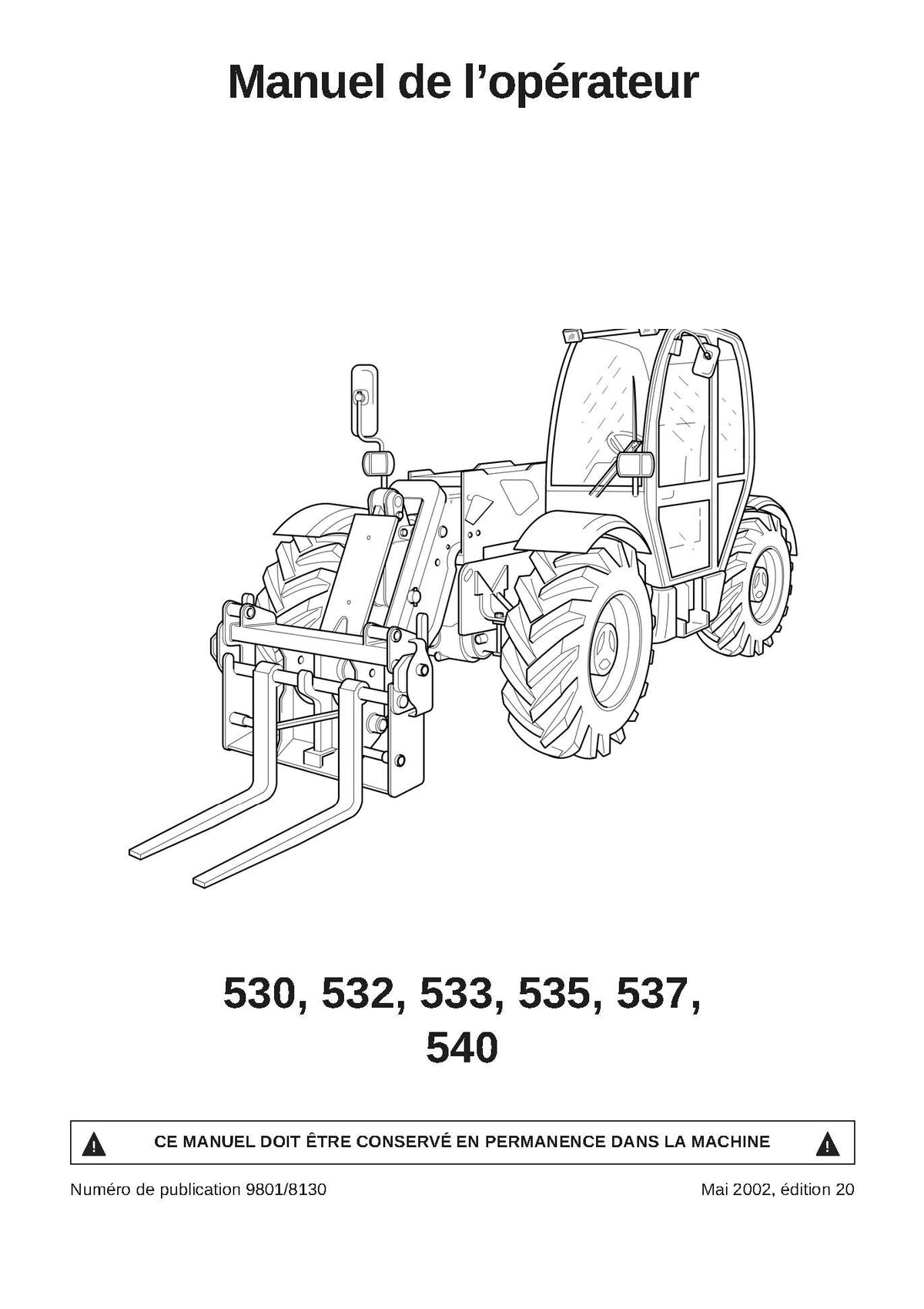 JCB 530 | 532 | 533 | 535 | 537 | 540 | Manuel de l’opérateur en français | 232 pages