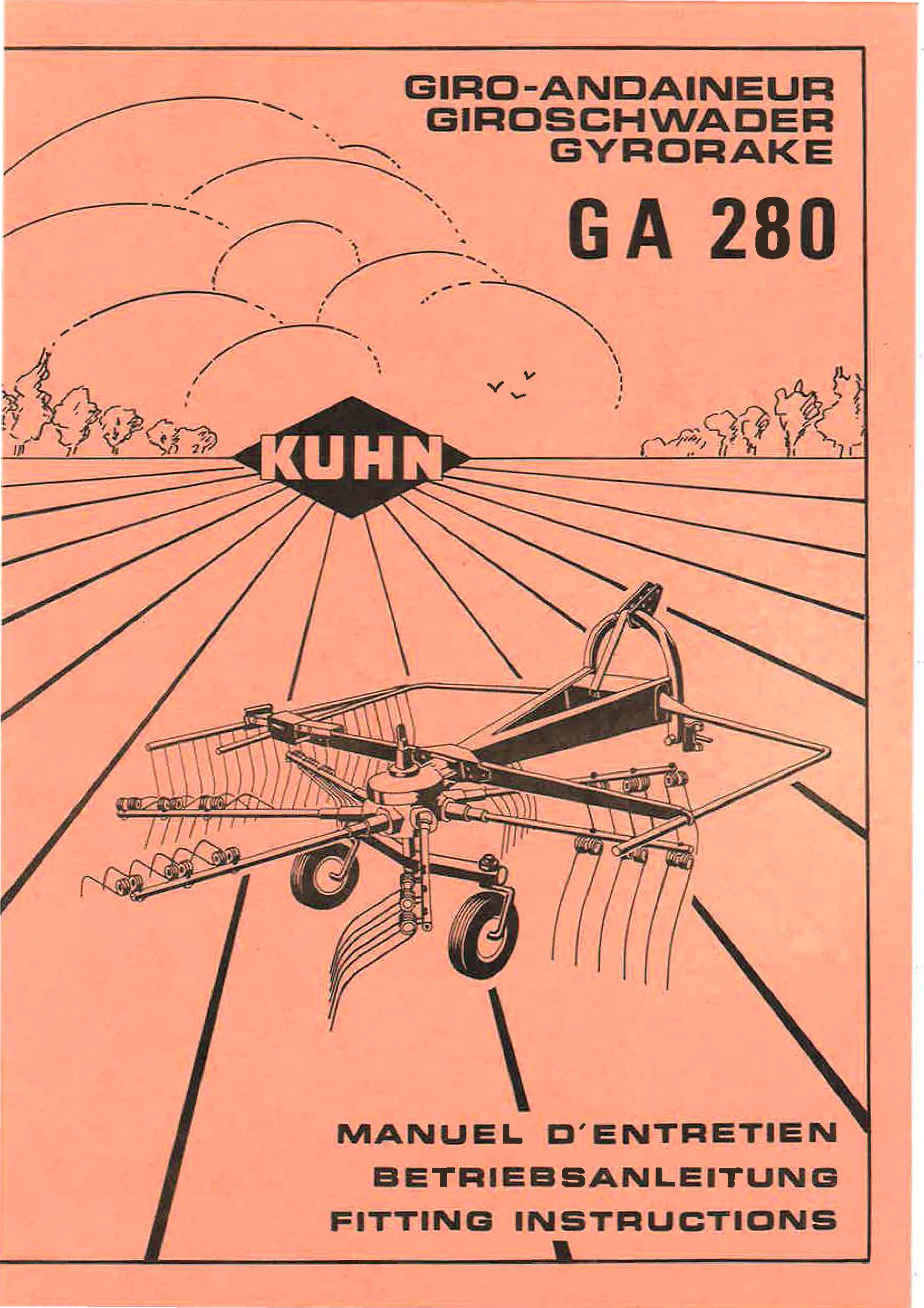 KUHN GA 280 | Pack 2 Manuels | Entretien + Pièces de rechange | FR DE EN | PDF
