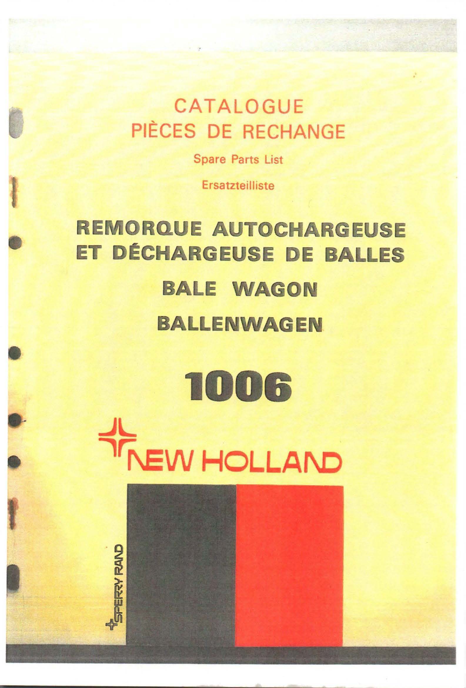New Holland 1006 – Catalogue de pièces détachées | 🇫🇷 FR 🇬🇧 EN 🇩🇪 DE | 60 pages