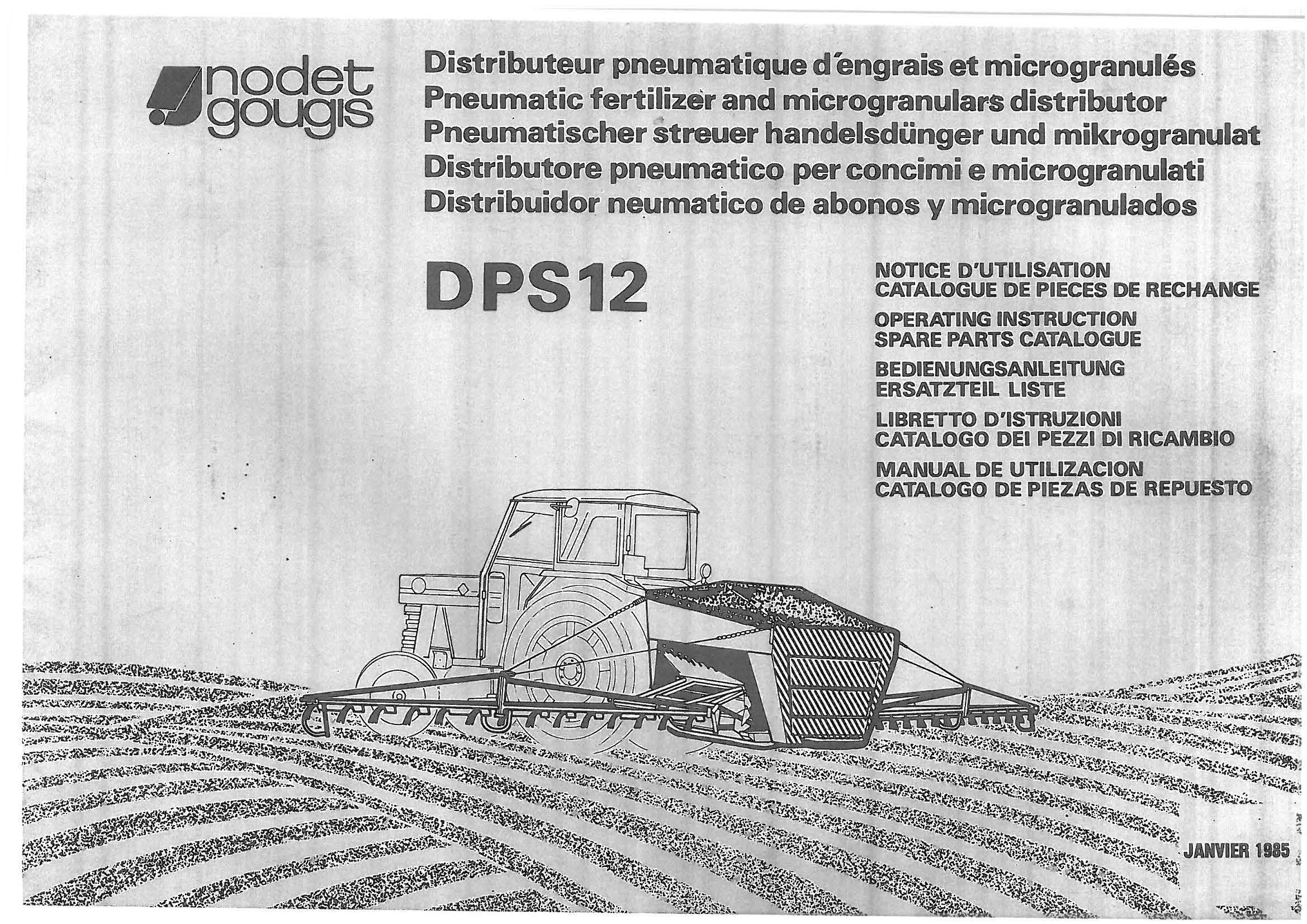Nodet DPS12 – Manuel d'Utilisation & Catalogue Pièces Détachées | 5 Langues nodet