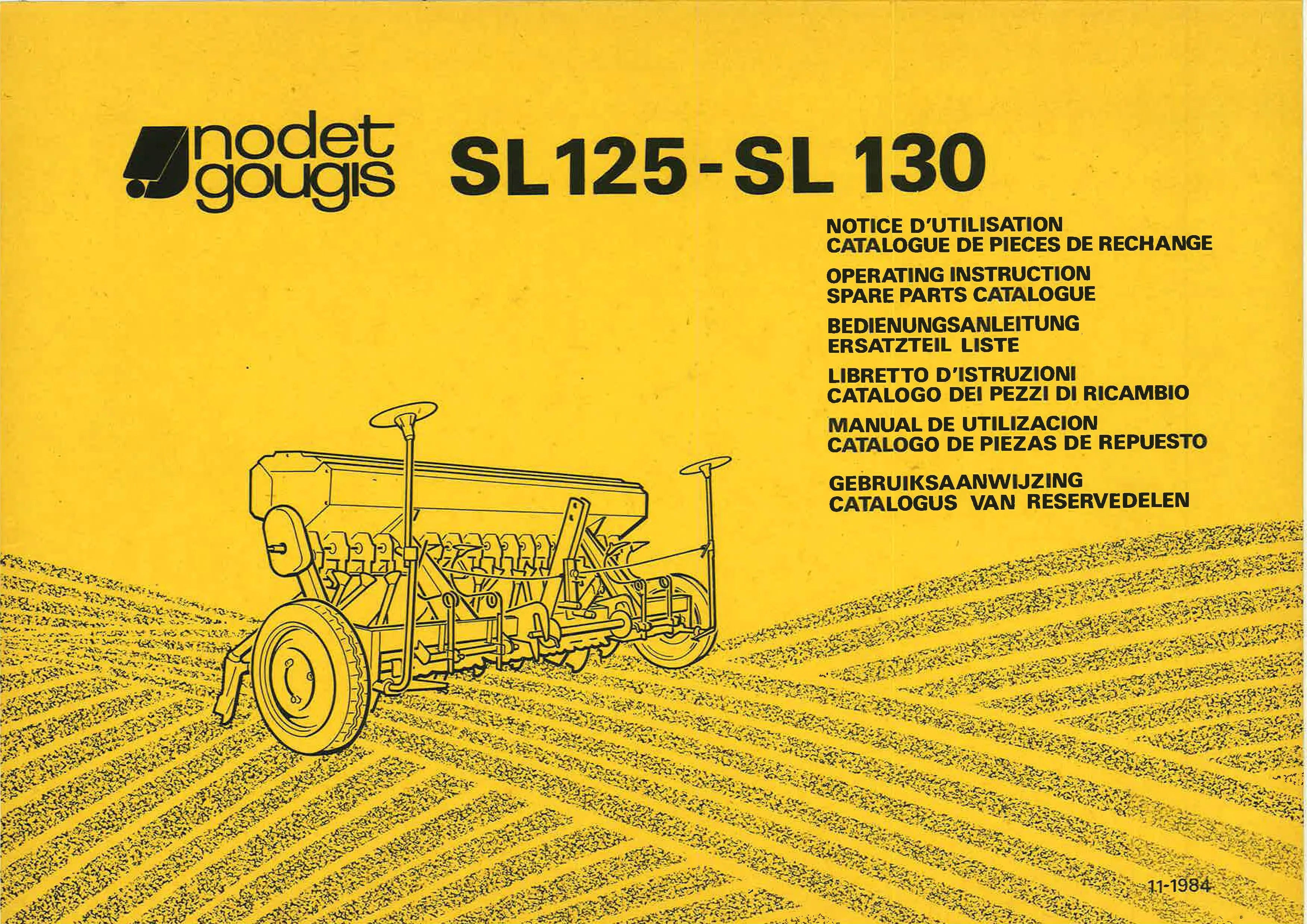 Nodet Gougis SL125/SL130 – Manuel d'Utilisation & Catalogue Pièces Détachées nodet