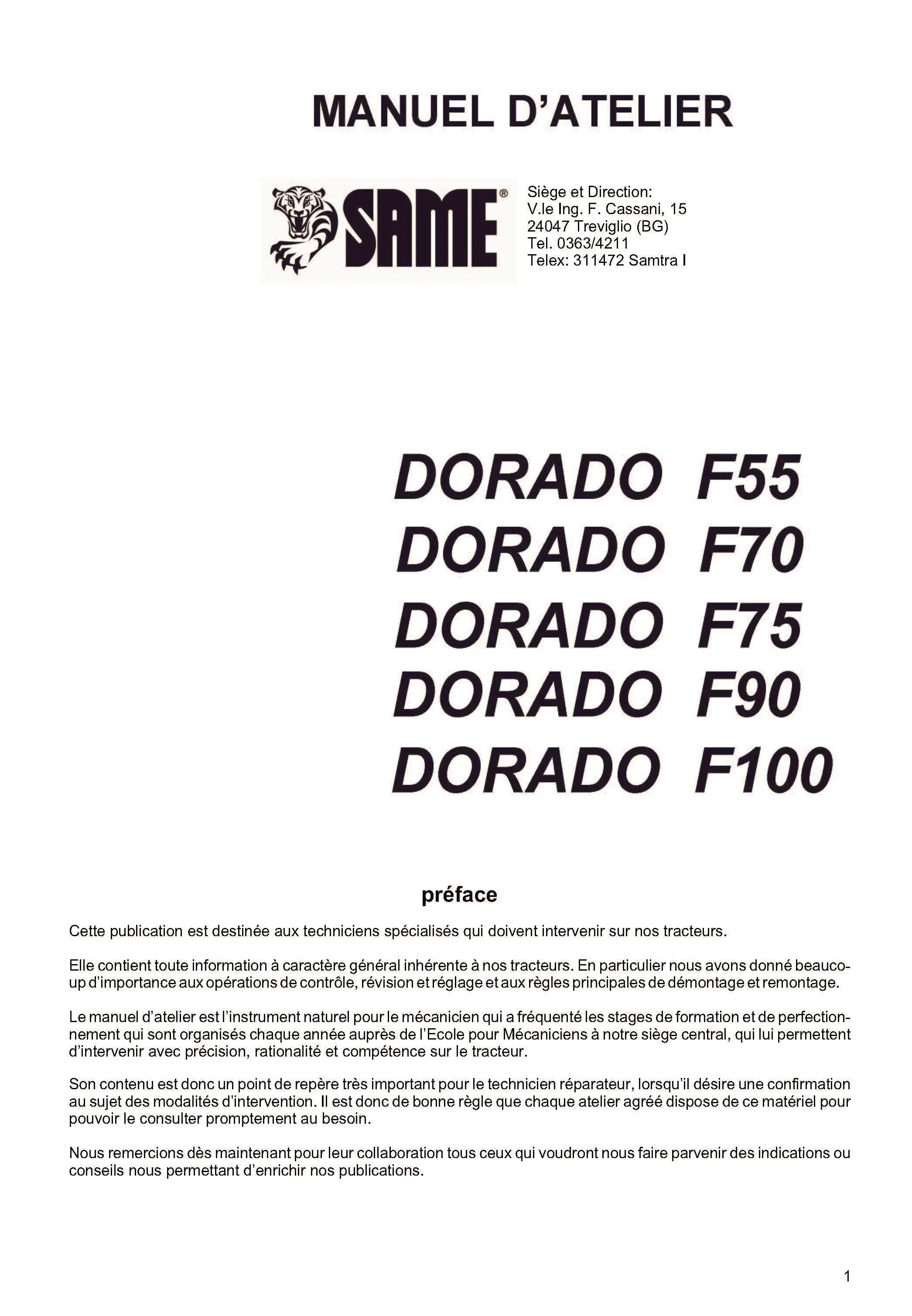 Same Dorado F55 F70 F75 F90 F100 – Guide technique de réparation et maintenance (566 pages) francemanuels.com