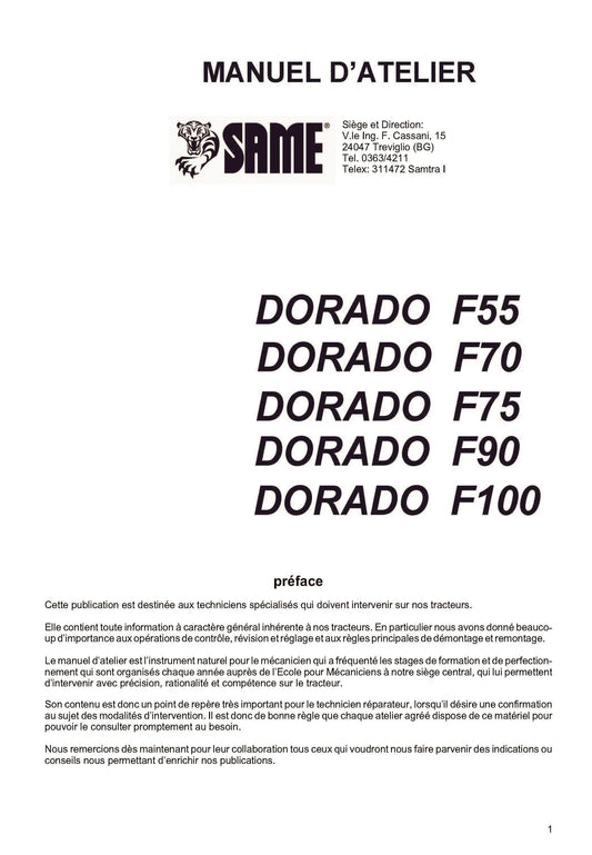 Same Dorado F55 F70 F75 F90 F100 – Guide technique de réparation et maintenance (566 pages) francemanuels.com