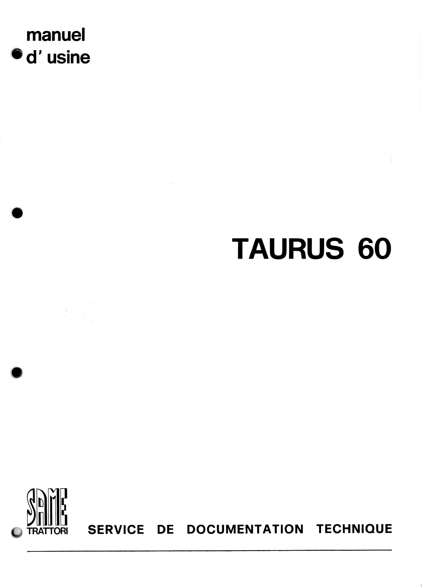 SAME Taurus 60 – Manuel de service | 🇫🇷 Français | 36 pages