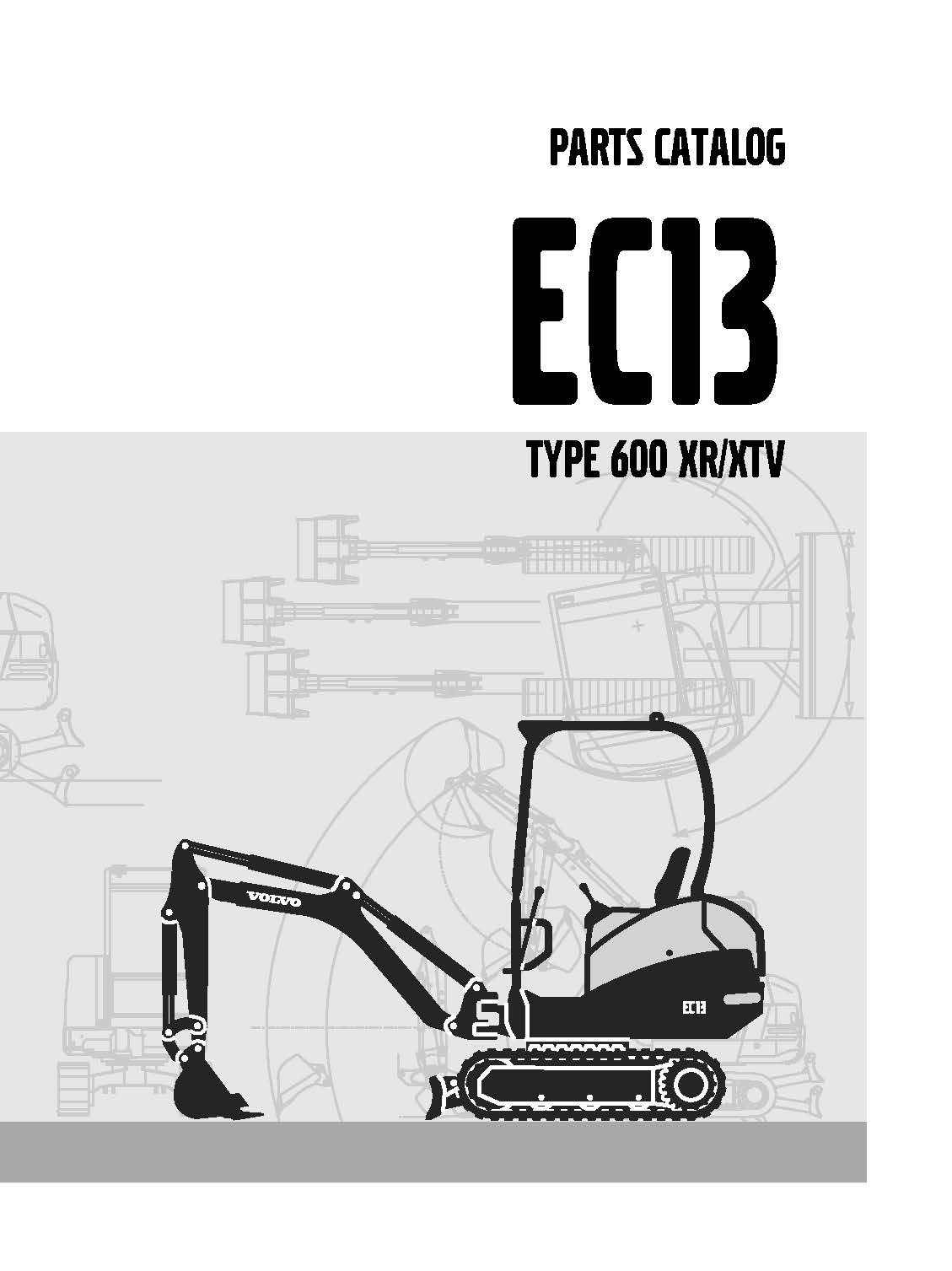 VOLVO EC13 Type 600 XR/XTV | Catalogue de pièces de rechange | 4 langues EN FR DE ES | 391 pages