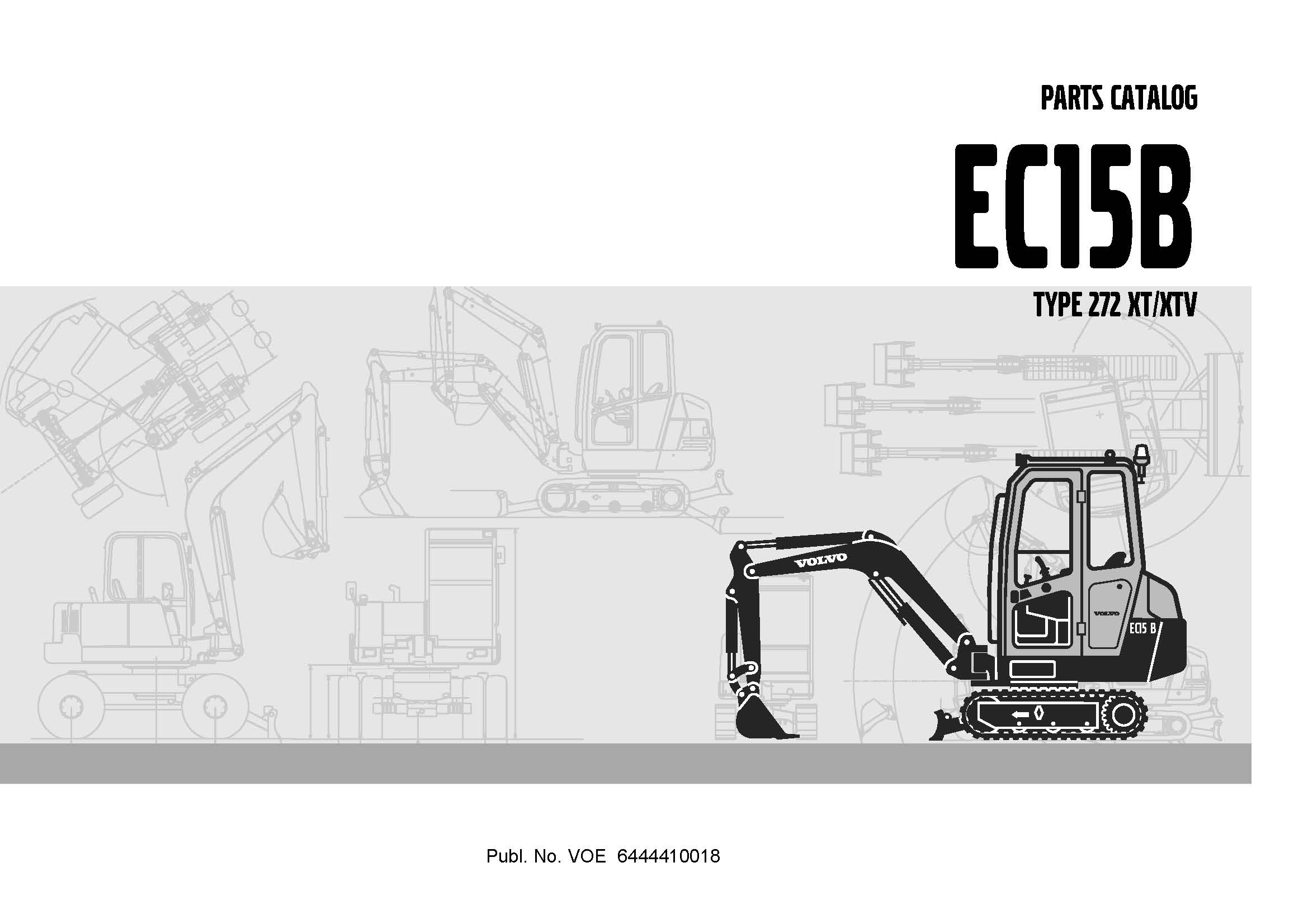 VOLVO EC15B Type 272 XT/XTV | Catalogue de pièces de rechange | 4 langues EN FR DE ES | 459 pages