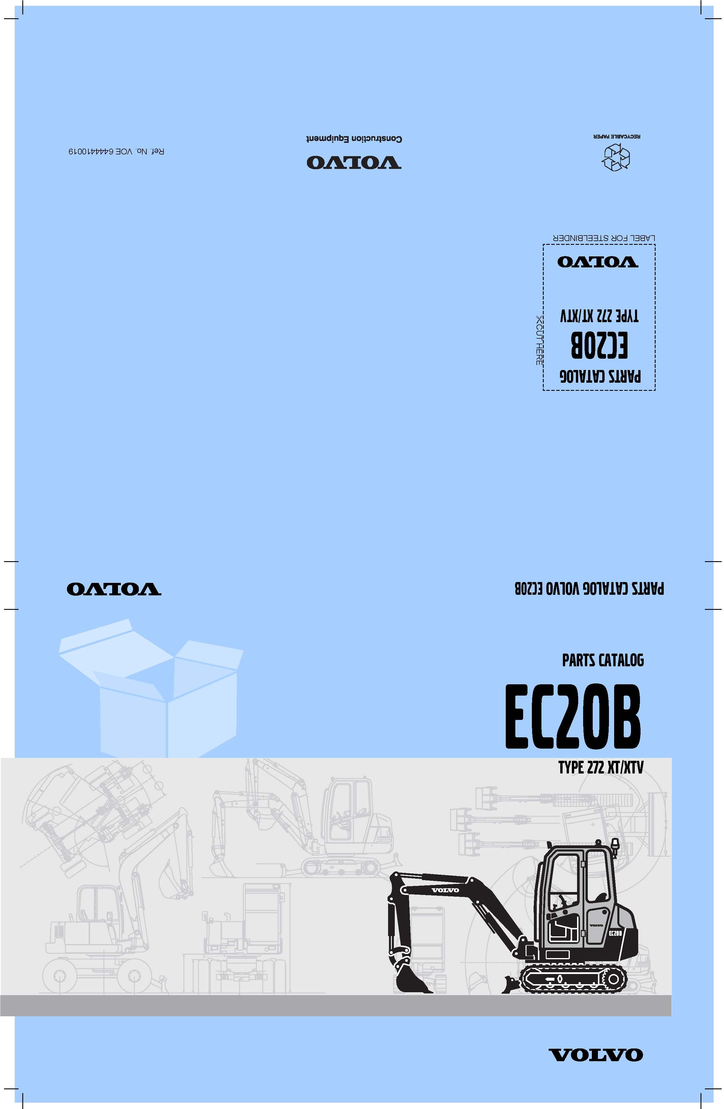 VOLVO EC20B Type 272 XT/XTV | Catalogue de pièces de rechange | 4 langues EN FR DE ES | 455 pages