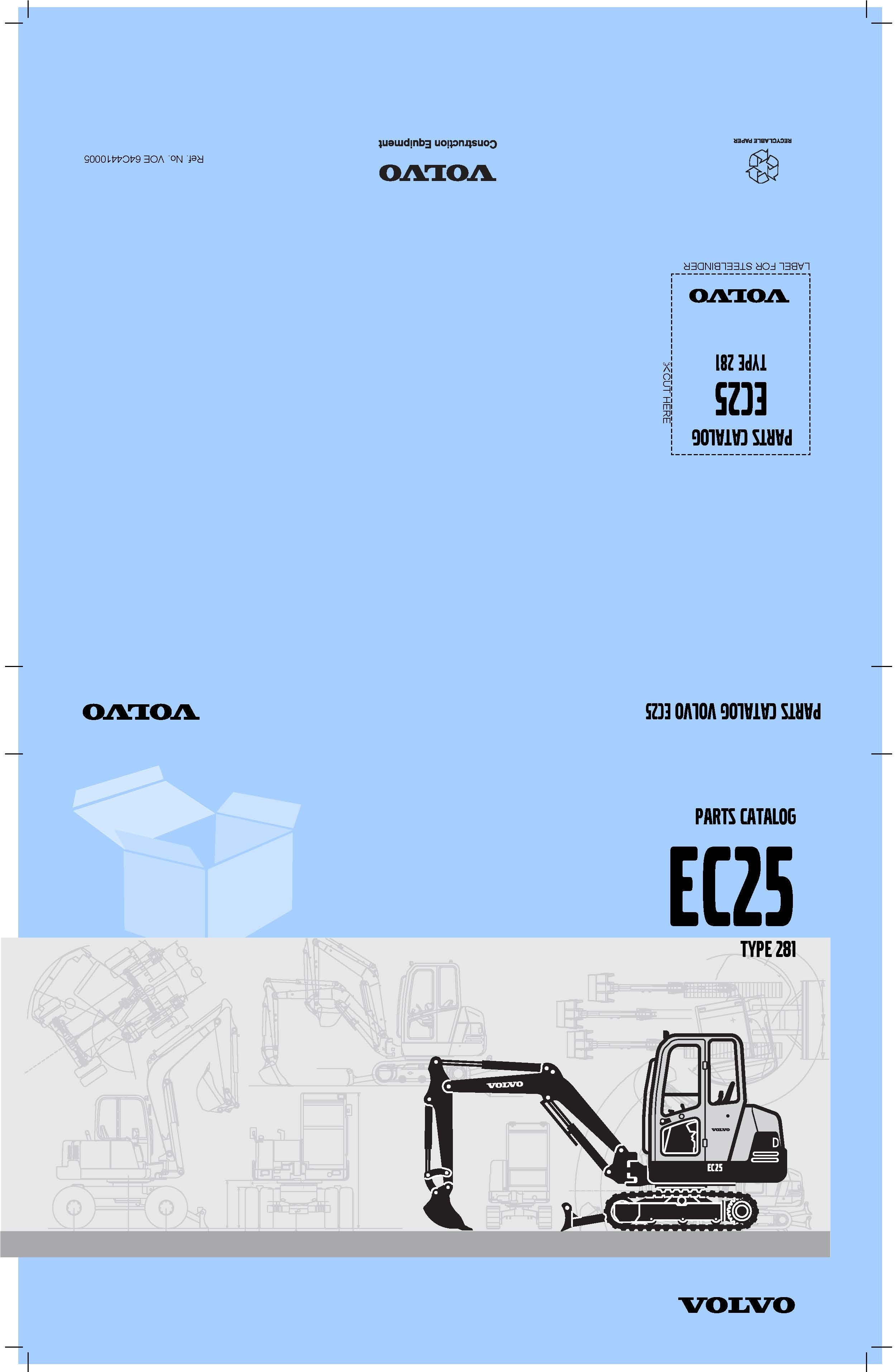 VOLVO EC25 Type 281 | Catalogue de pièces de rechange | 4 langues EN FR DE ES | 699 pages