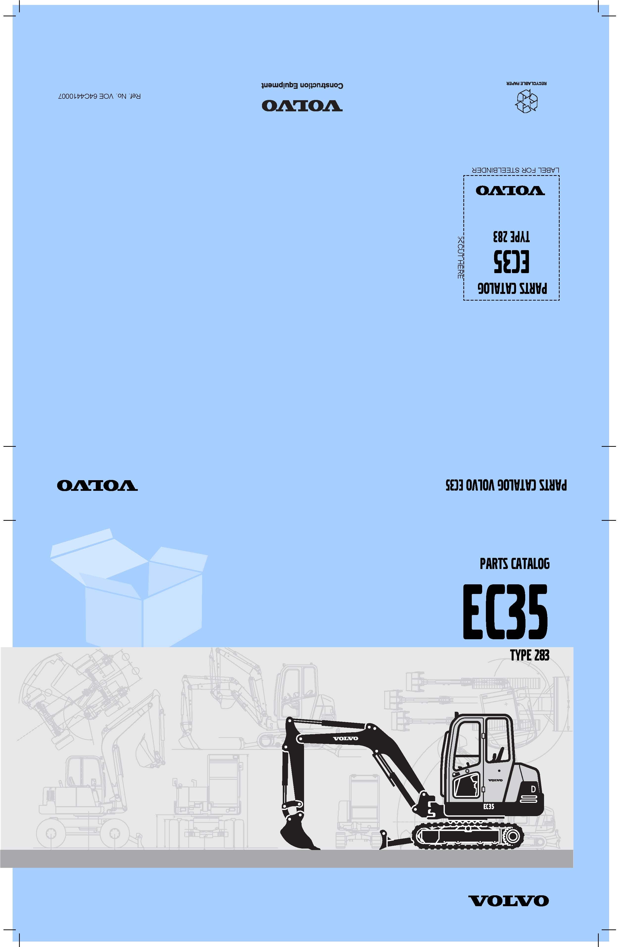 VOLVO EC35 Type 282 | Catalogue de pièces de rechange | 4 langues EN FR DE ES | 808 pages