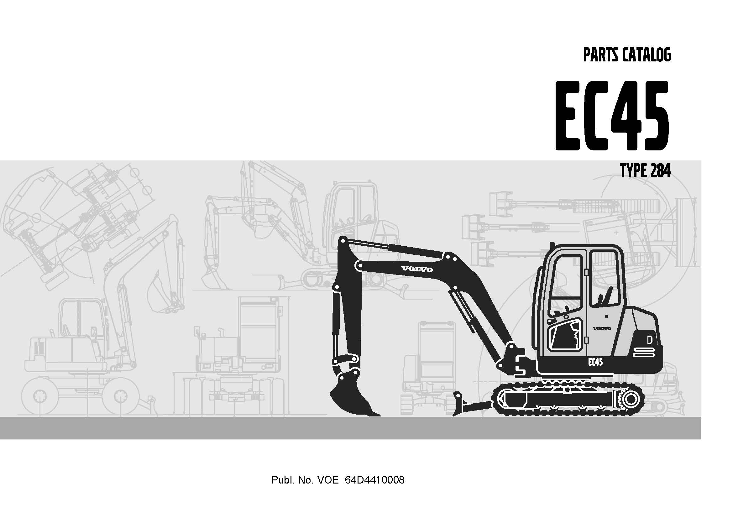 VOLVO EC45 Type 284 | Catalogue de pièces de rechange | 4 langues EN FR DE ES | 840 pages