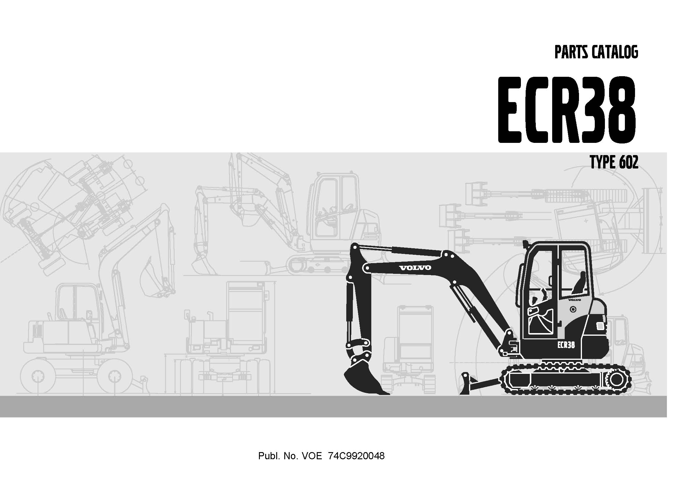 VOLVO ECR38 Type 602 | Catalogue de pièces de rechange | 5 langues EN FR DE ES KO | 552 pages